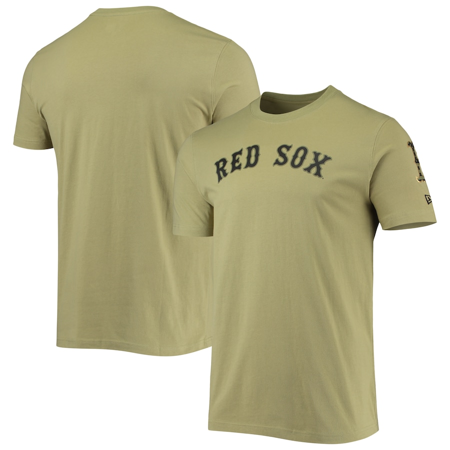 Men's Boston Red Sox New Era Olive Brushed Armed Forces T-Shirt Men's Boston Red Sox New Era Olive Brushed Armed Forces T-Shirt