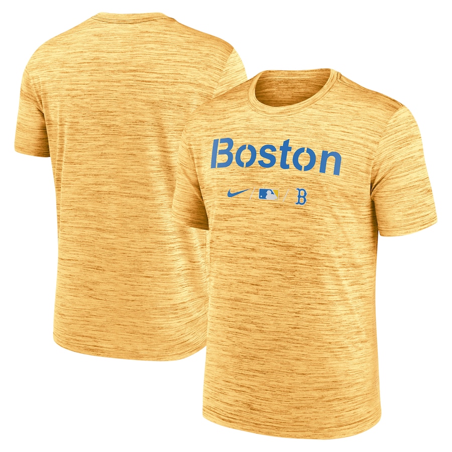 Men's Boston Red Sox Nike Gold Authentic Collection City Connect Velocity Performance T-Shirt Men's Boston Red Sox Nike Gold Authentic Collection City Connect Velocity Performance T-Shirt