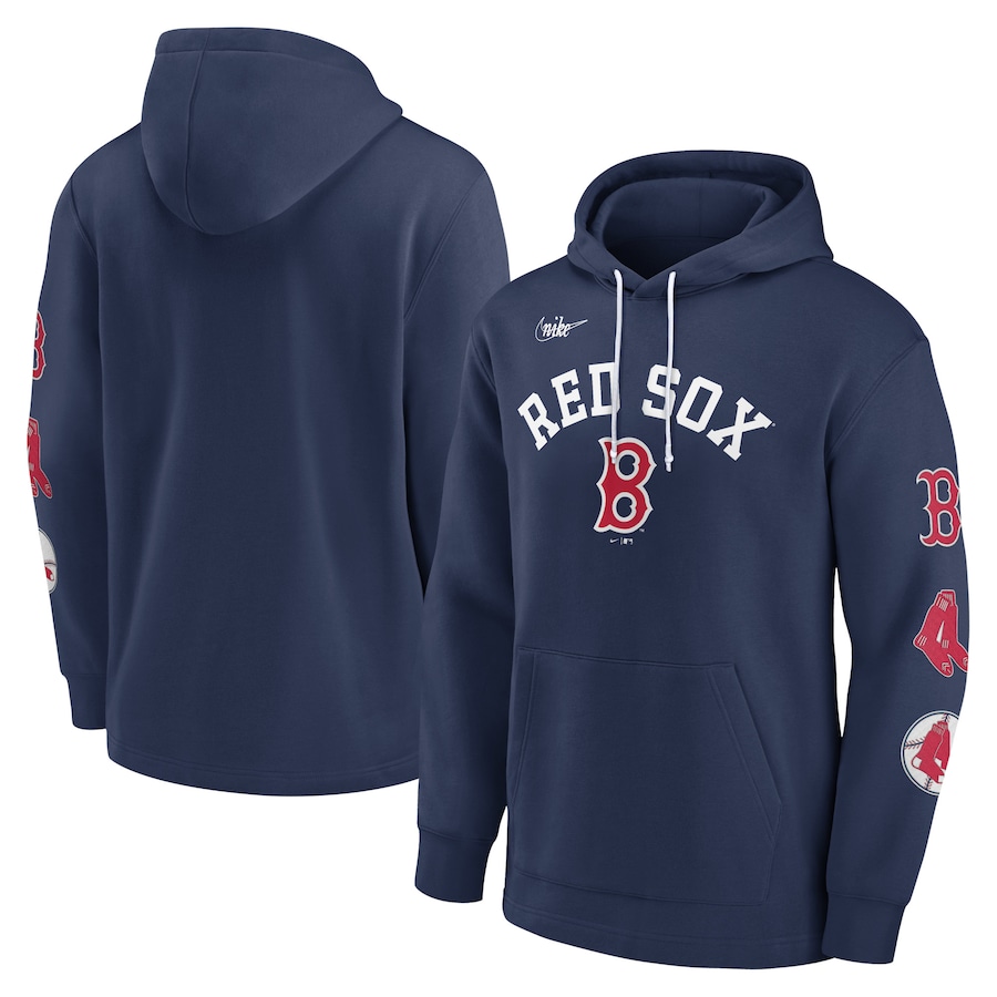 Men's Boston Red Sox Nike Navy Rewind Lefty Pullover Hoodie