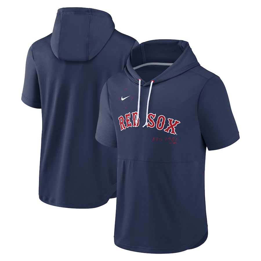 Men's Boston Red Sox Nike Navy Springer Short Sleeve Team Pullover Hoodie