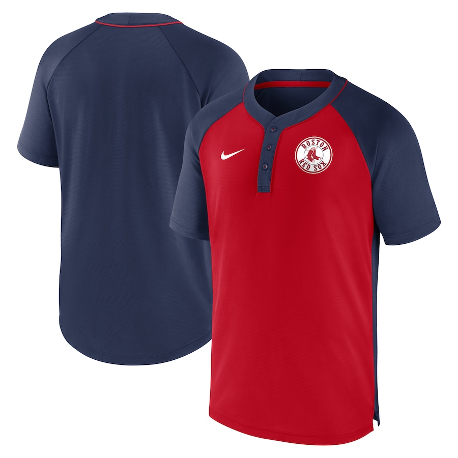 Men's Boston Red Sox Nike Navy/Red City Plate Performance Henley Raglan T-Shirt Men's Boston Red Sox Nike Navy/Red City Plate Performance Henley Raglan T-Shirt