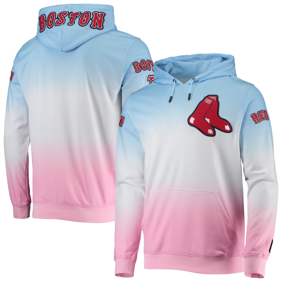 Men's Boston Red Sox Pro Standard Blue/Pink Ombre Pullover Hoodie Men's Boston Red Sox Pro Standard Blue/Pink Ombre Pullover Hoodie