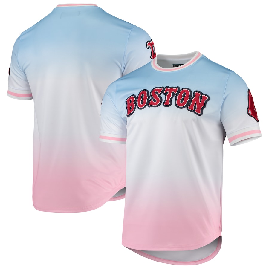 Men's Boston Red Sox Pro Standard Blue/Pink Ombre T-Shirt Men's Boston Red Sox Pro Standard Blue/Pink Ombre T-Shirt