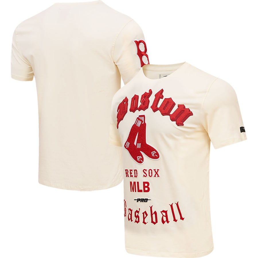 Men's Boston Red Sox Pro Standard Cream Cooperstown Collection Old English T-Shirt