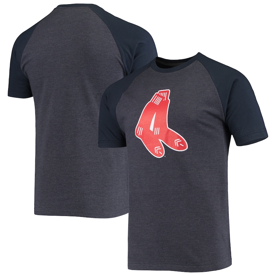 Men's Boston Red Sox Stitches Heathered Navy Raglan T-Shirt Men's Boston Red Sox Stitches Heathered Navy Raglan T-Shirt