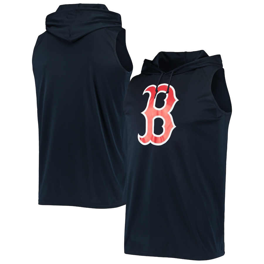 Men's Boston Red Sox Stitches Navy Sleeveless Pullover Hoodie