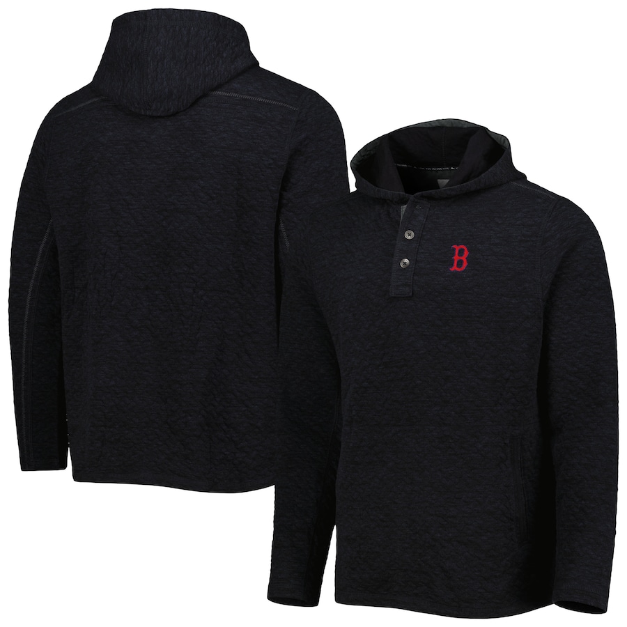 Men's Boston Red Sox Tommy Bahama Black Queensland Quilted Hoodie Men's Boston Red Sox Tommy Bahama Black Queensland Quilted Hoodie