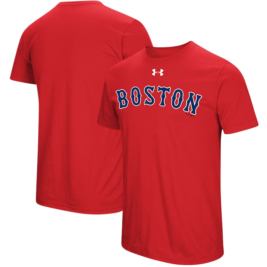 Men's Boston Red Sox Under Armour Red Passion Road Team Font T-Shirt Men's Boston Red Sox Under Armour Red Passion Road Team Font T-Shirt