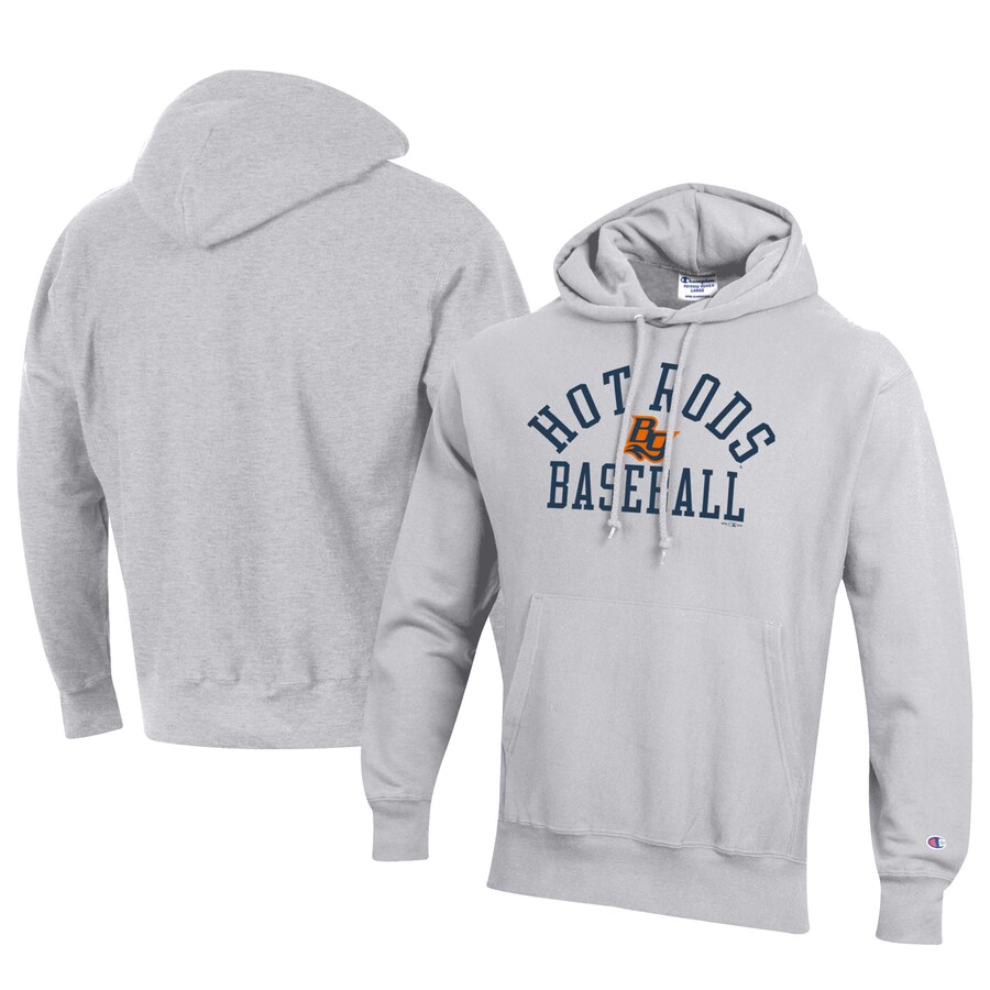 Men's Bowling Green Hot Rods Champion Gray Baseball Reverse Weave Pullover Hoodie