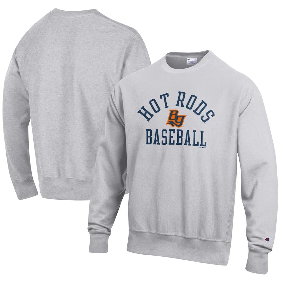 Men's Bowling Green Hot Rods Champion Gray Baseball Reverse Weave Pullover Sweatshirt