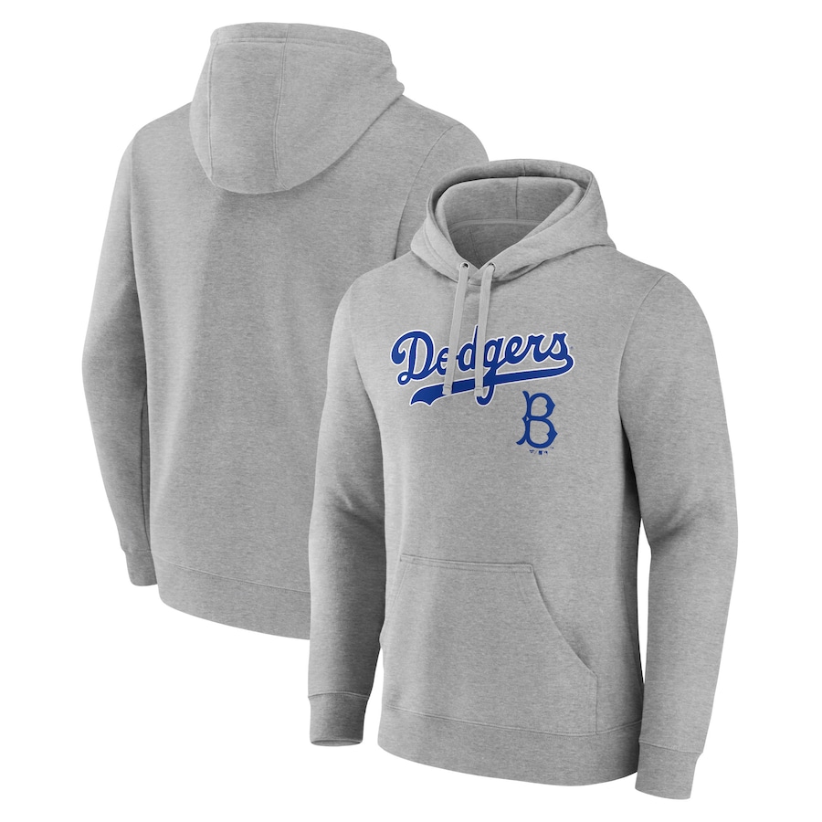 Men's Brooklyn Dodgers Gray Wahconah Pullover Hoodie Men's Brooklyn Dodgers Gray Wahconah Pullover Hoodie