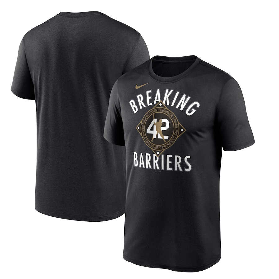 Men's Brooklyn Dodgers Jackie Robinson Nike Black Cooperstown Collection Breaking Barriers Performance T-Shirt Men's Brooklyn Dodgers Jackie Robinson Nike Black Cooperstown Collection Breaking Barriers Performance T-Shirt