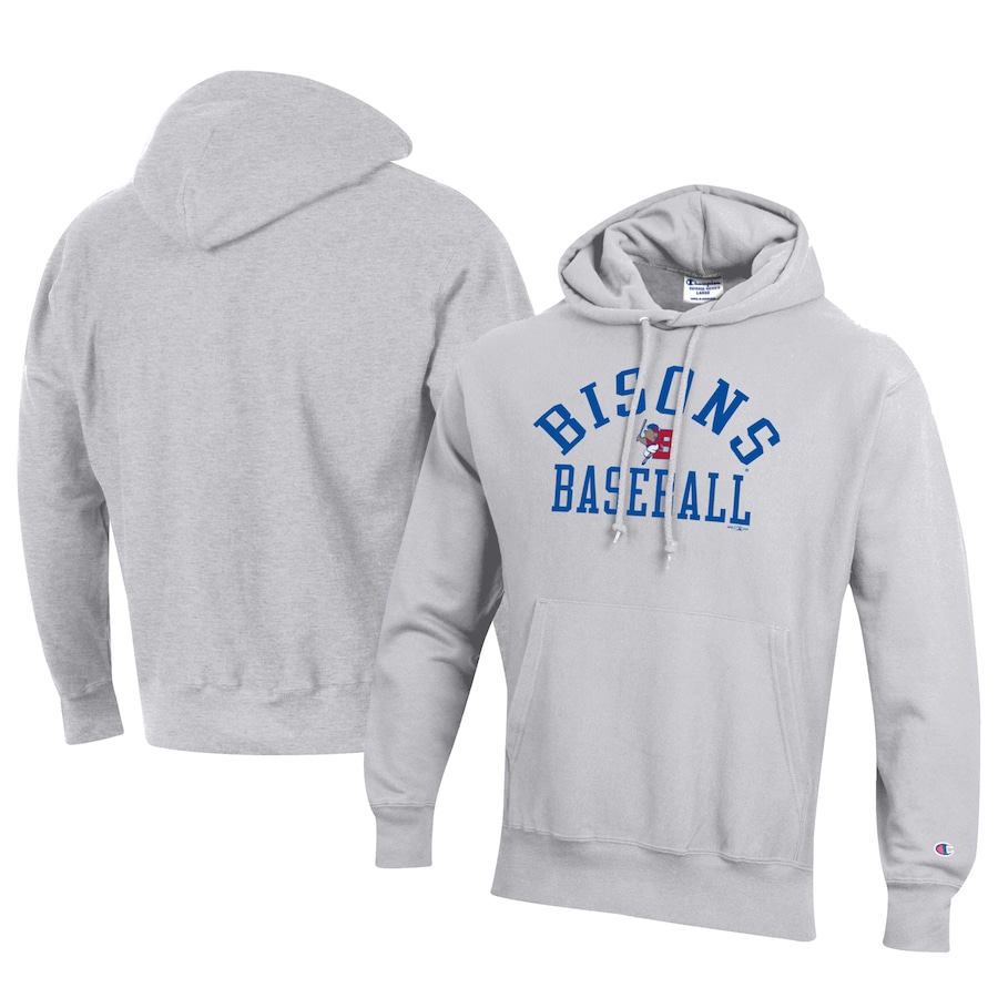 Men's Buffalo Bisons Champion Gray Baseball Reverse Weave Pullover Hoodie