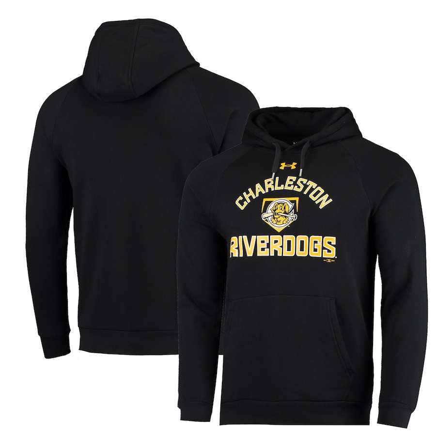Men's Charleston RiverDogs Under Armour Black All Day Raglan Fleece Pullover Hoodie