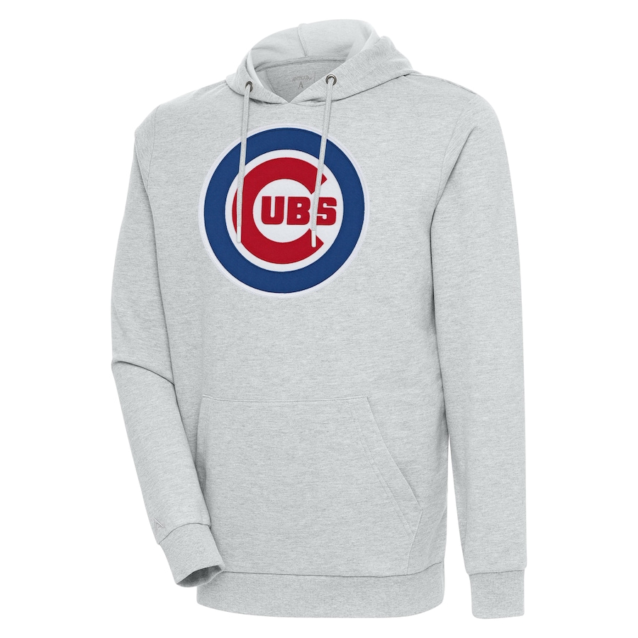 Men's Chicago Cubs Antigua Heather Gray Action Pullover Hoodie