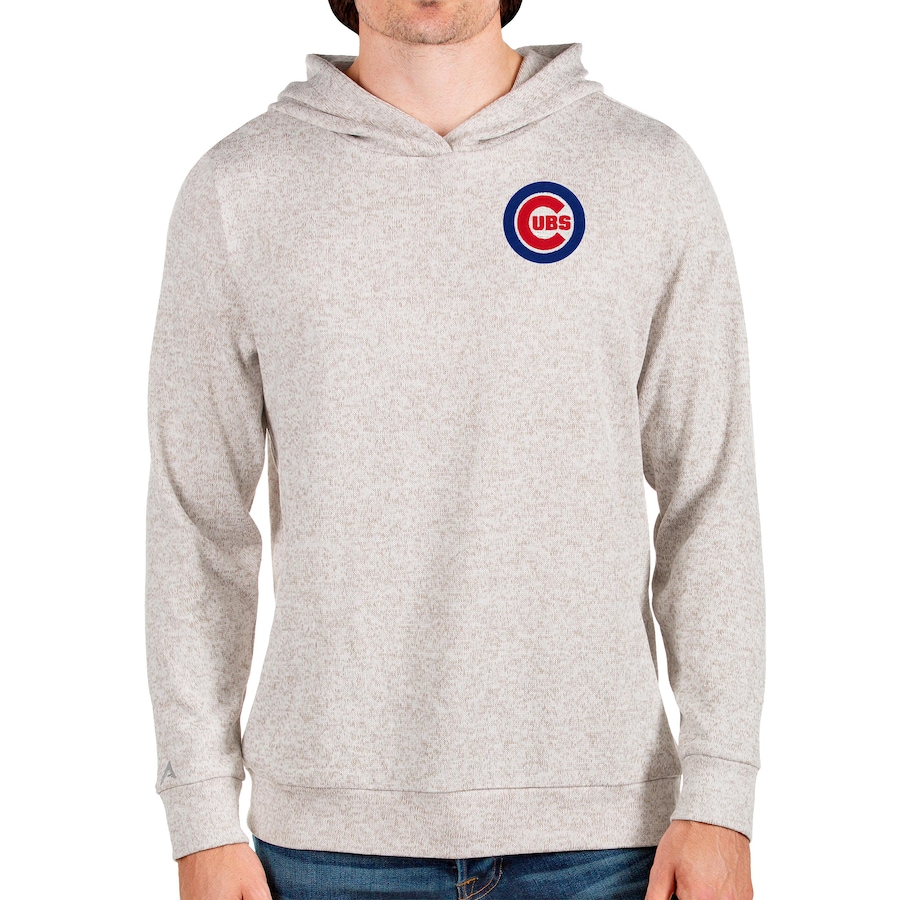 Men's Chicago Cubs Antigua Oatmeal Absolute Pullover Hoodie Men's Chicago Cubs Antigua Oatmeal Absolute Pullover Hoodie