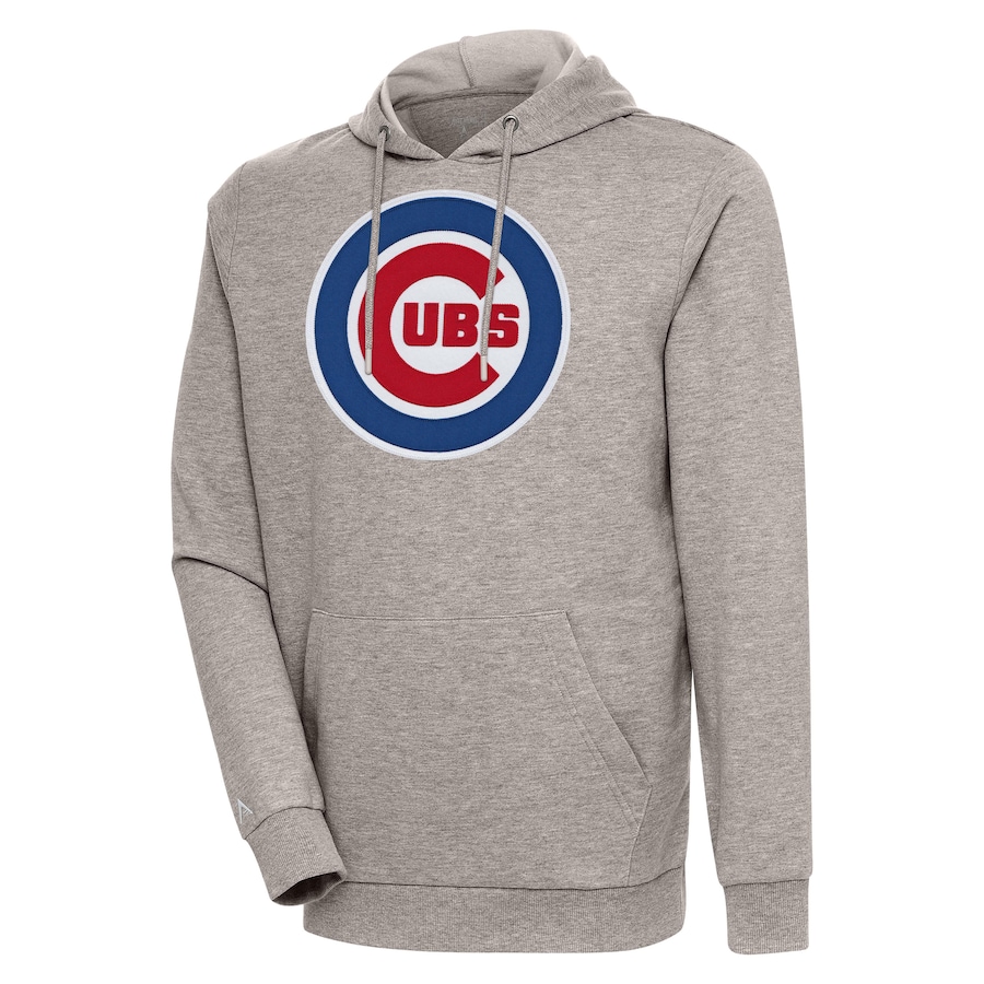 Men's Chicago Cubs Antigua Oatmeal Action Pullover Hoodie Men's Chicago Cubs Antigua Oatmeal Action Pullover Hoodie