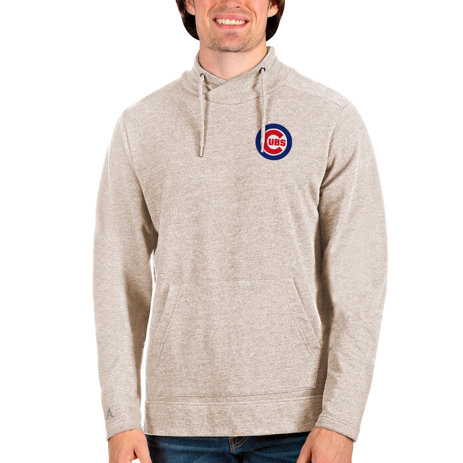 Men's Chicago Cubs Antigua Oatmeal Team Reward Pullover Sweatshirt Men's Chicago Cubs Antigua Oatmeal Team Reward Pullover Sweatshirt