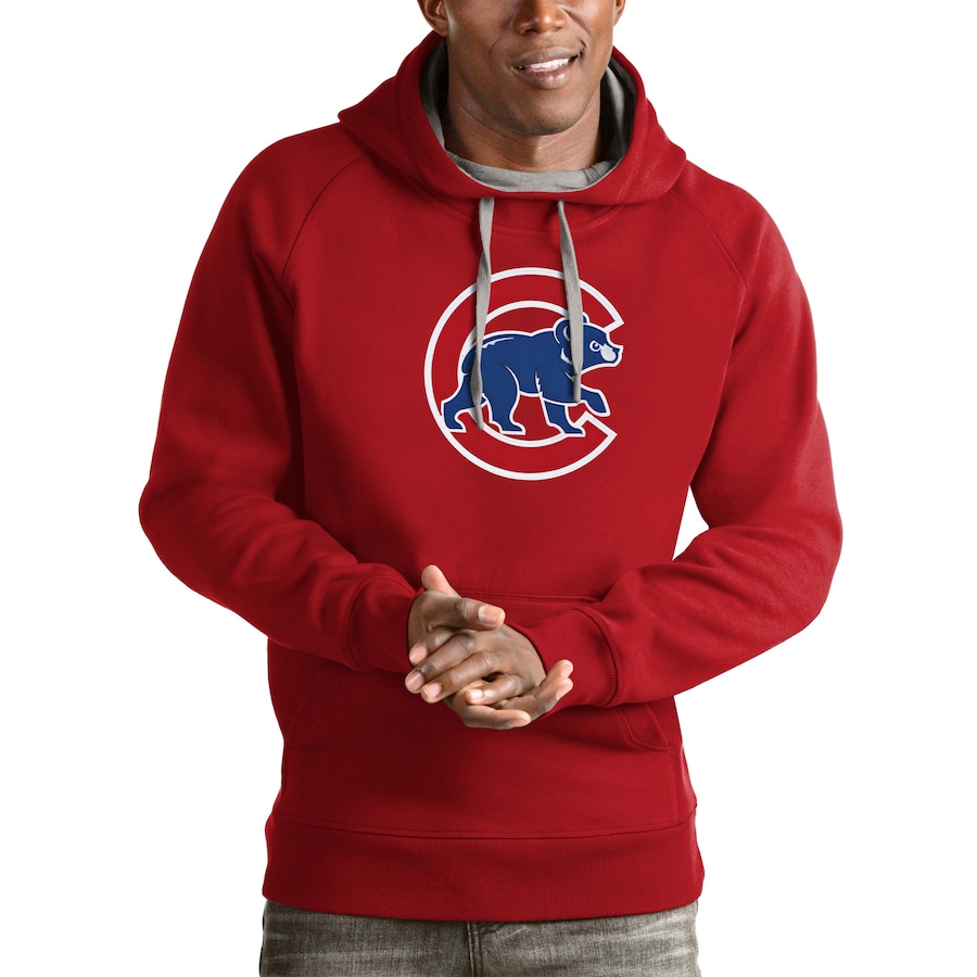 Men's Chicago Cubs Antigua Red Victory Pullover Team Logo Hoodie Men's Chicago Cubs Antigua Red Victory Pullover Team Logo Hoodie