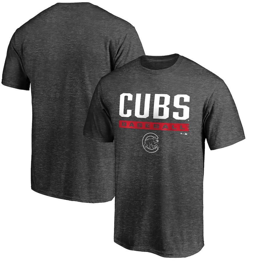 Men's Chicago Cubs Charcoal Win Stripe T-Shirt