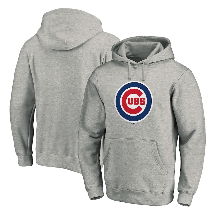 Men's Chicago Cubs Gray Official Team Logo Pullover Hoodie Men's Chicago Cubs Gray Official Team Logo Pullover Hoodie