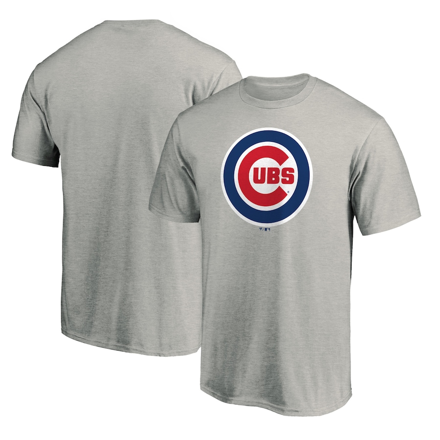Men's Chicago Cubs Heather Gray Official Logo Team T-Shirt