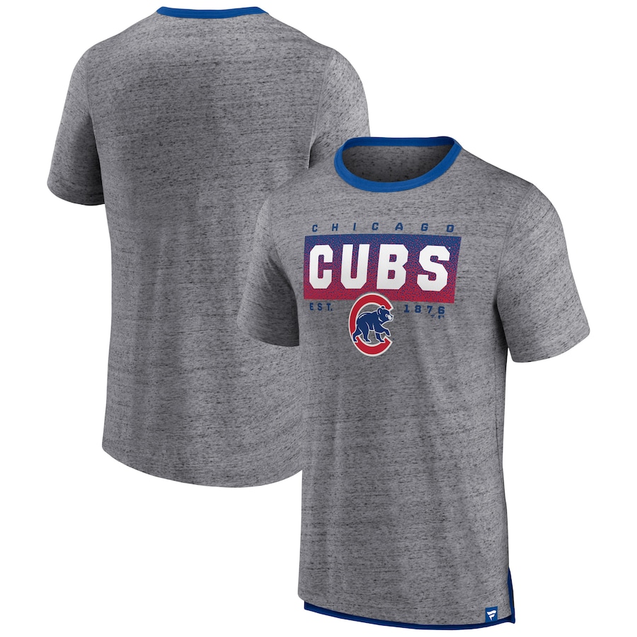 Men's Chicago Cubs Heathered Gray Iconic Team Element Speckled Ringer T-Shirt