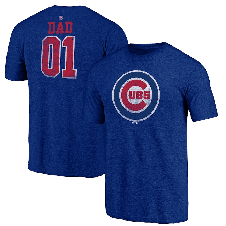 Men's Chicago Cubs Heathered Royal Greatest Dad Tri-Blend T-Shirt Men's Chicago Cubs Heathered Royal Greatest Dad Tri-Blend T-Shirt