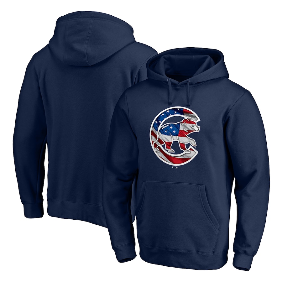 Men's Chicago Cubs Navy Banner Wave Pullover Hoodie Men's Chicago Cubs Navy Banner Wave Pullover Hoodie