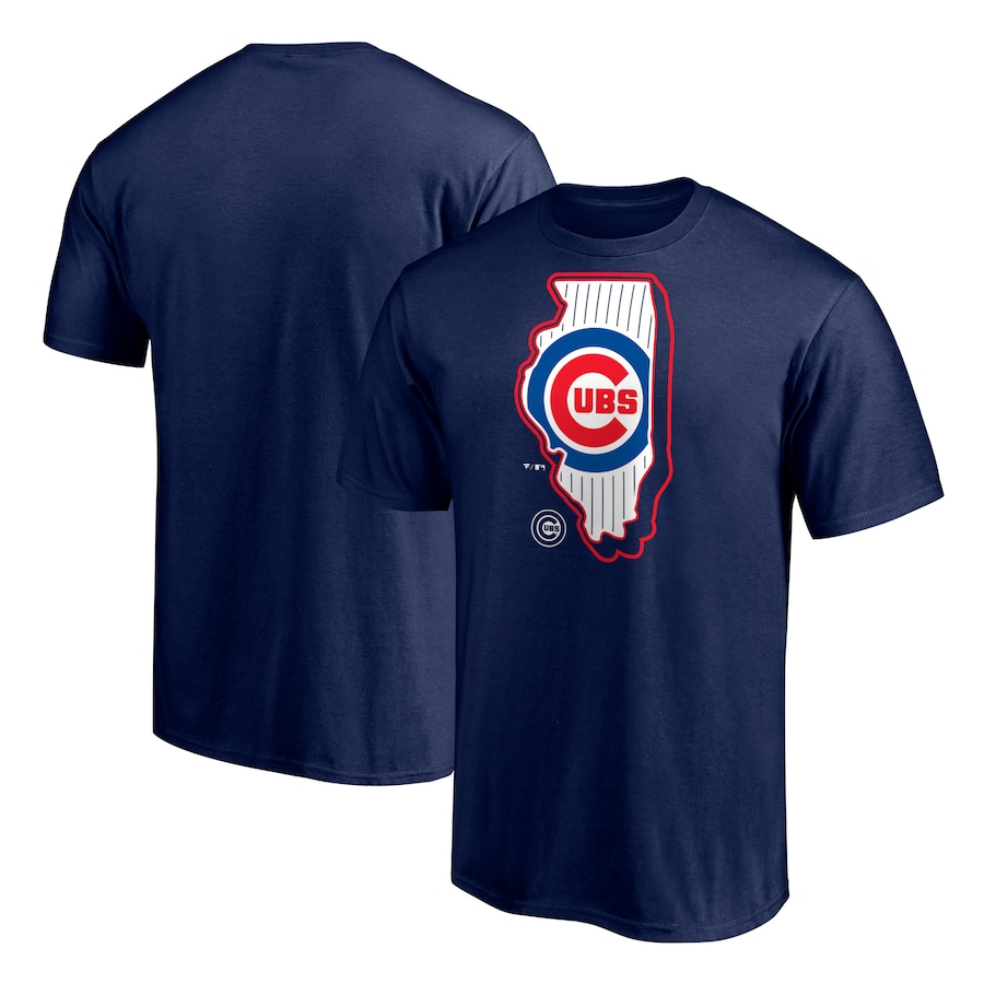 Men's Chicago Cubs Navy Paint the Black State T-Shirt Men's Chicago Cubs Navy Paint the Black State T-Shirt