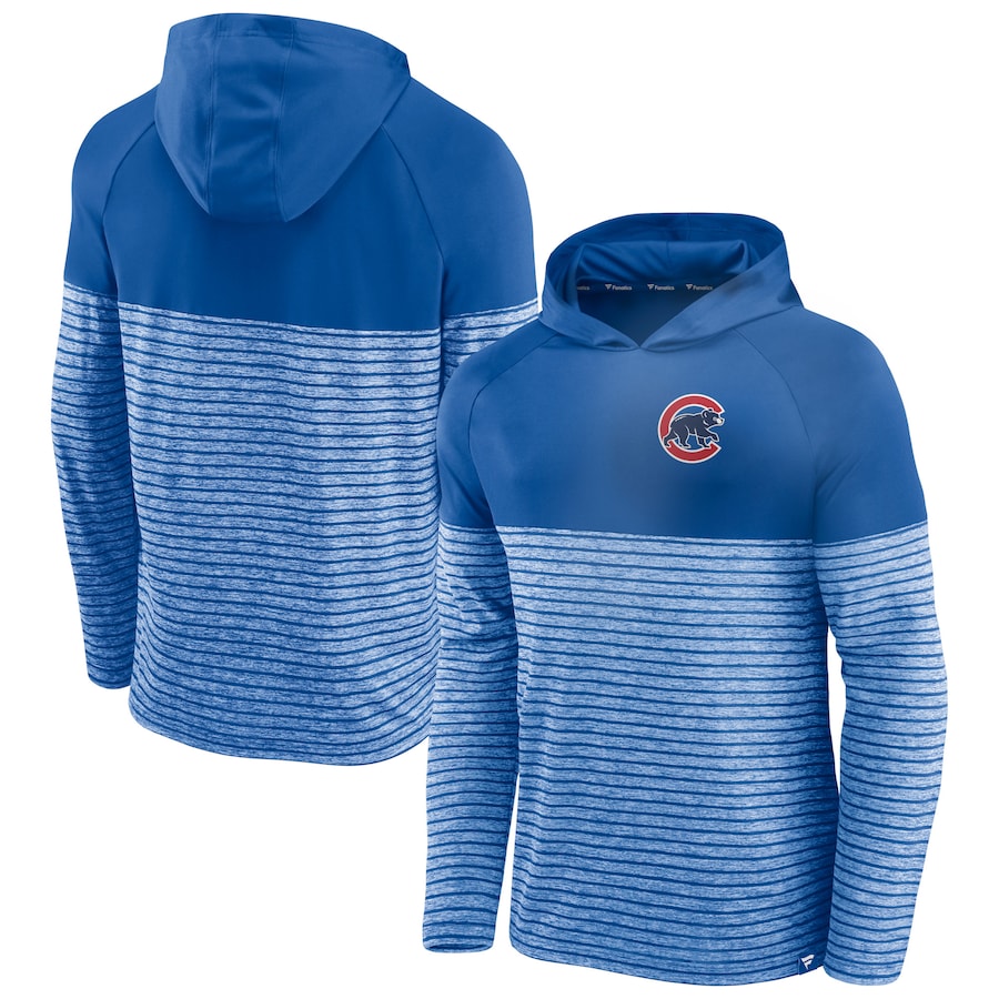 Men's Chicago Cubs Royal Line Up Shadow Stripe Raglan Pullover Hoodie