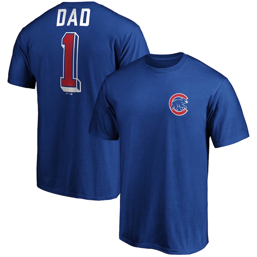 Men's Chicago Cubs Royal Number One Dad Team T-Shirt Men's Chicago Cubs Royal Number One Dad Team T-Shirt