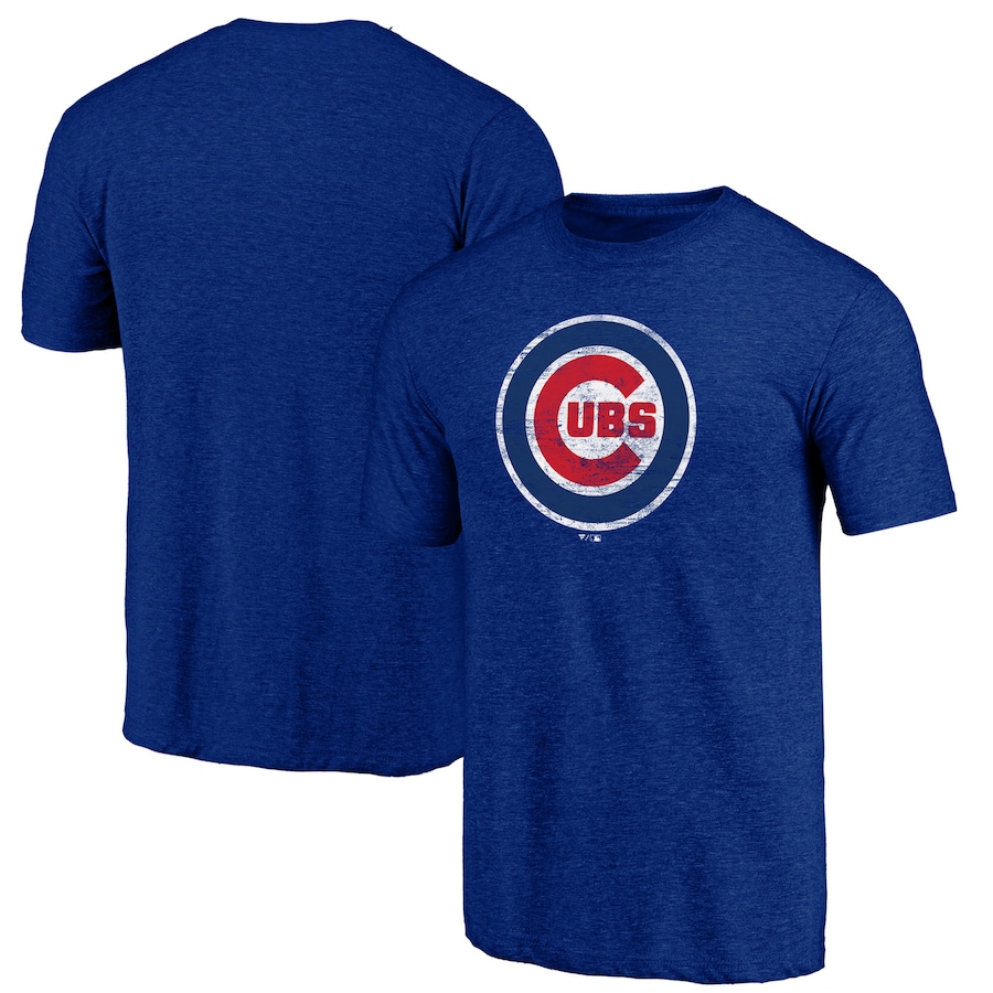 Men's Chicago Cubs Royal Weathered Official Logo Tri-Blend T-Shirt Men's Chicago Cubs Royal Weathered Official Logo Tri-Blend T-Shirt