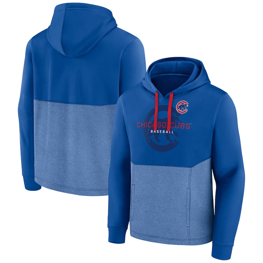 Men's Chicago Cubs Royal/Heather Royal Call the Shots Pullover Hoodie Men's Chicago Cubs Royal/Heather Royal Call the Shots Pullover Hoodie
