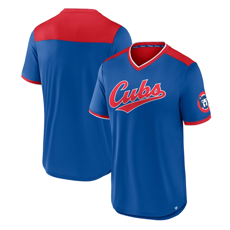 Men's Chicago Cubs Royal/Red True Classics Walk-Off V-Neck T-Shirt Men's Chicago Cubs Royal/Red True Classics Walk-Off V-Neck T-Shirt