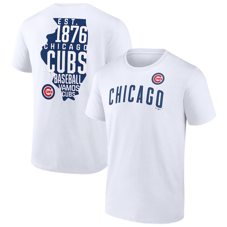 Men's Chicago Cubs White Hot Shot State T-Shirt Men's Chicago Cubs White Hot Shot State T-Shirt