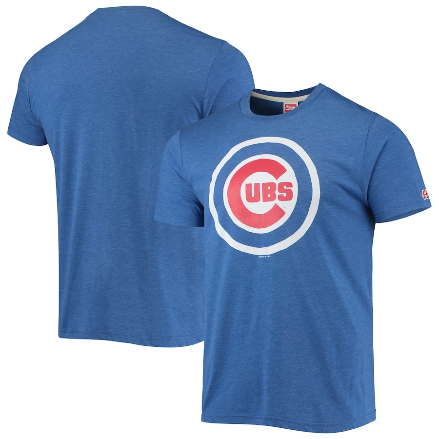 Men's Chicago Cubs Homage Heathered Royal Hand Drawn Logo Tri-Blend T-Shirt Men's Chicago Cubs Homage Heathered Royal Hand Drawn Logo Tri-Blend T-Shirt