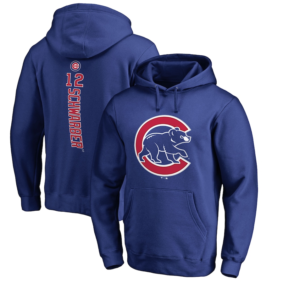 Men's Chicago Cubs Kyle Schwarber Royal Backer Pullover Hoodie Men's Chicago Cubs Kyle Schwarber Royal Backer Pullover Hoodie