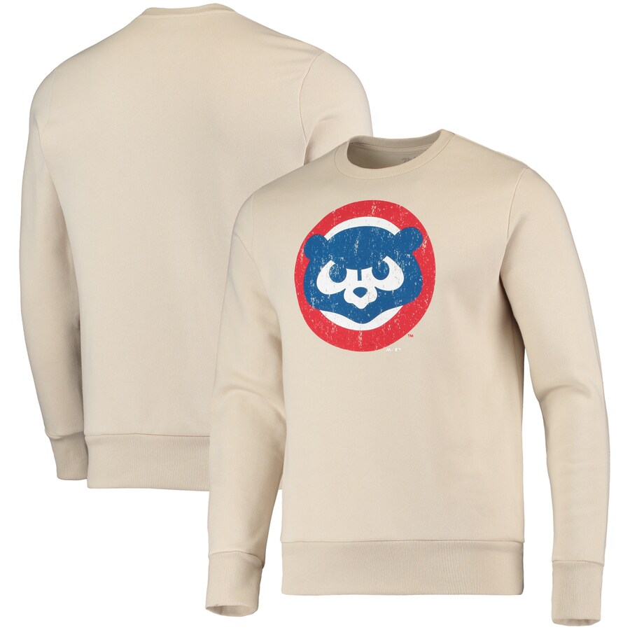 Men's Chicago Cubs Majestic Threads Oatmeal Fleece Pullover Sweatshirt Men's Chicago Cubs Majestic Threads Oatmeal Fleece Pullover Sweatshirt