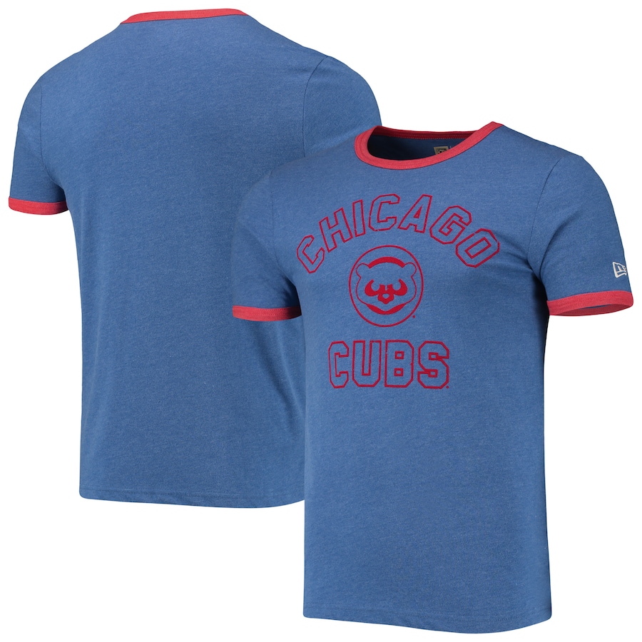 Men's Chicago Cubs New Era Heathered Royal Brushed Ringer T-Shirt Men's Chicago Cubs New Era Heathered Royal Brushed Ringer T-Shirt