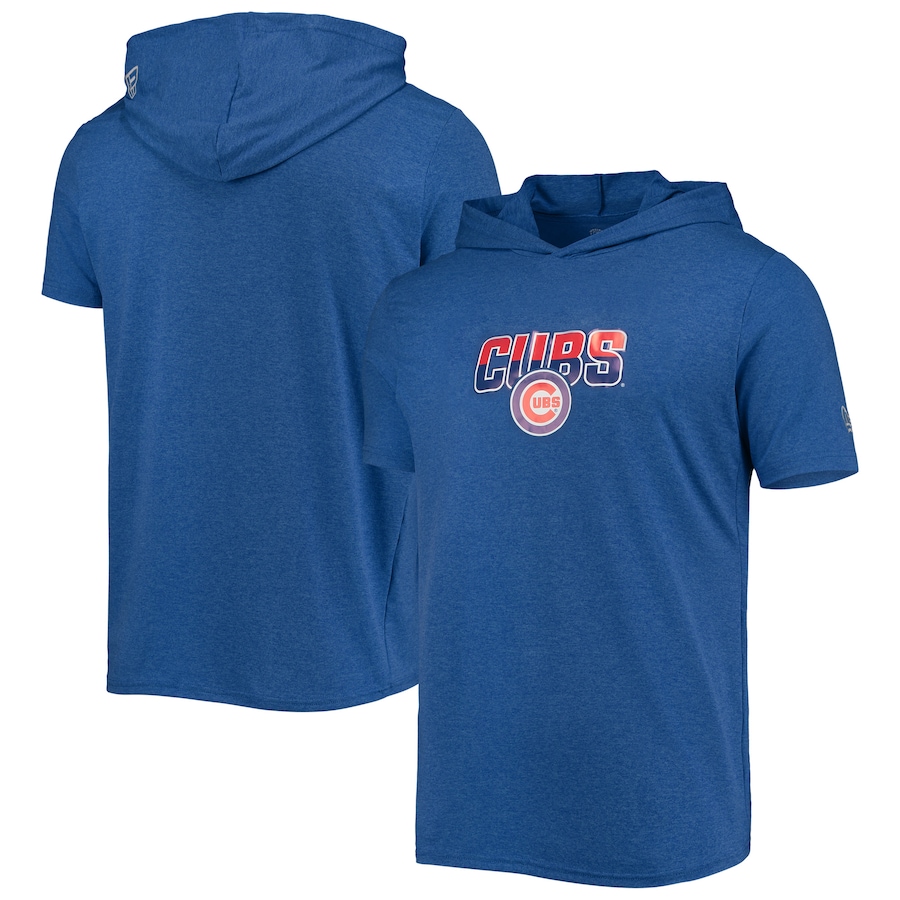 Men's Chicago Cubs New Era Heathered Royal Hoodie T-Shirt Men's Chicago Cubs New Era Heathered Royal Hoodie T-Shirt