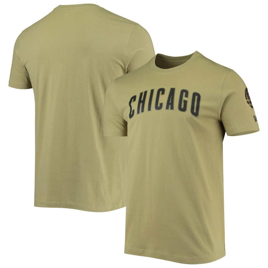 Men's Chicago Cubs New Era Olive Brushed Armed Forces T-Shirt Men's Chicago Cubs New Era Olive Brushed Armed Forces T-Shirt