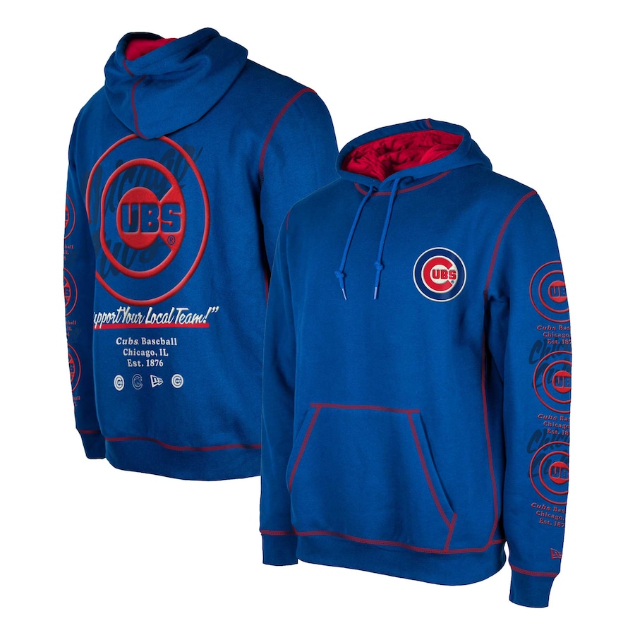 Men's Chicago Cubs New Era Royal Team Split Pullover Hoodie Men's Chicago Cubs New Era Royal Team Split Pullover Hoodie