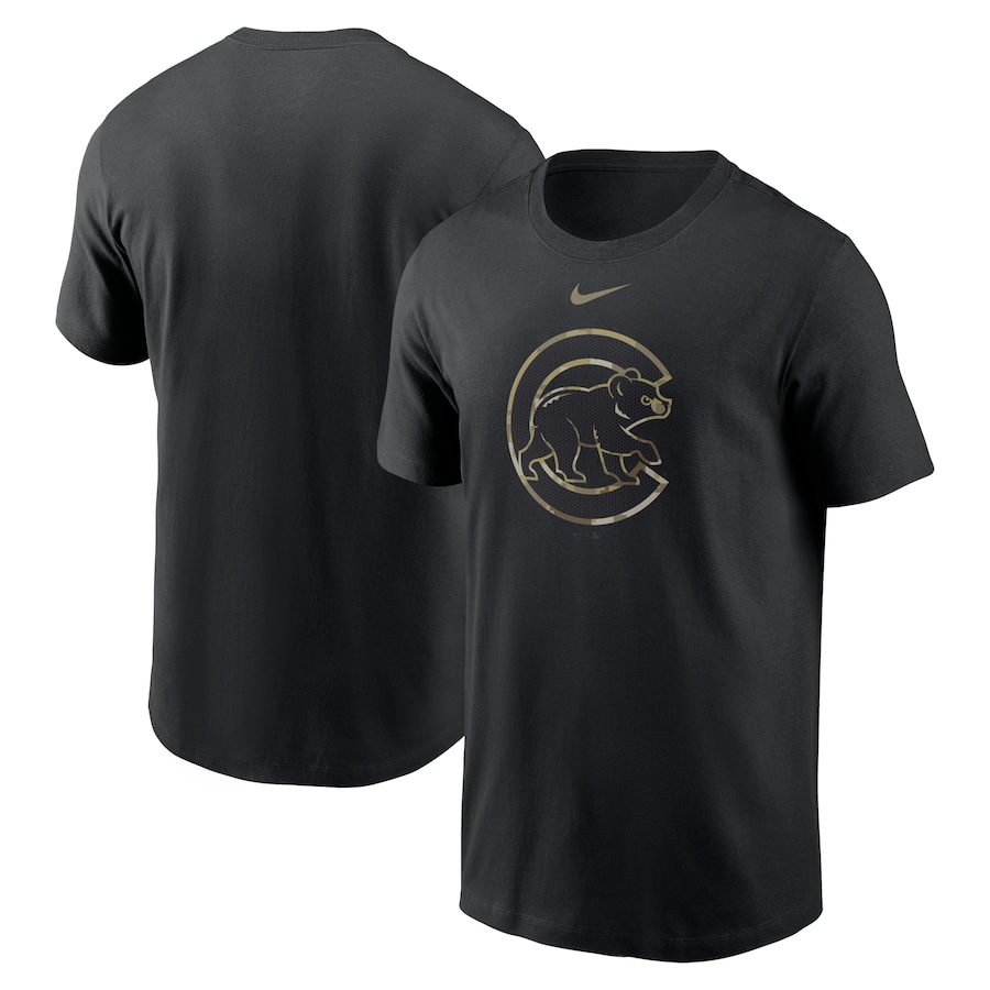 Men's Chicago Cubs Nike Black Camo Logo Team T-Shirt Men's Chicago Cubs Nike Black Camo Logo Team T-Shirt