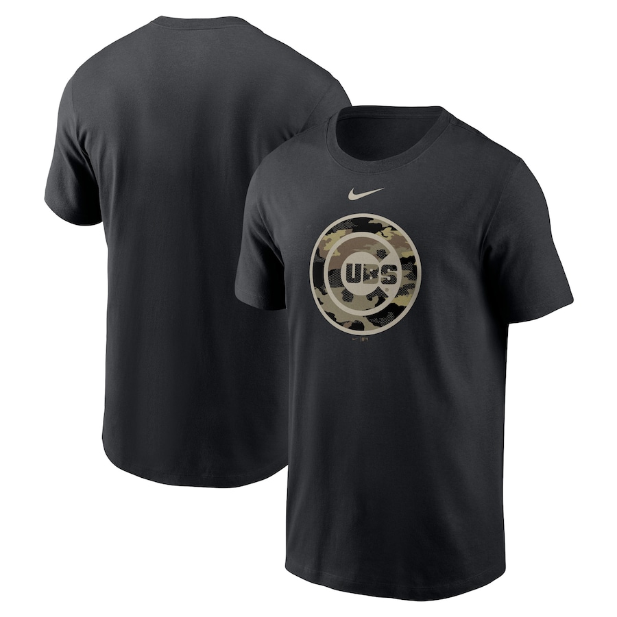 Men's Chicago Cubs Nike Black Team Camo Logo T-Shirt Men's Chicago Cubs Nike Black Team Camo Logo T-Shirt