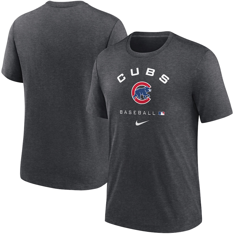 Men's Chicago Cubs Nike Heathered Charcoal Authentic Collection Tri-Blend Performance T-Shirt Men's Chicago Cubs Nike Heathered Charcoal Authentic Collection Tri-Blend Performance T-Shirt