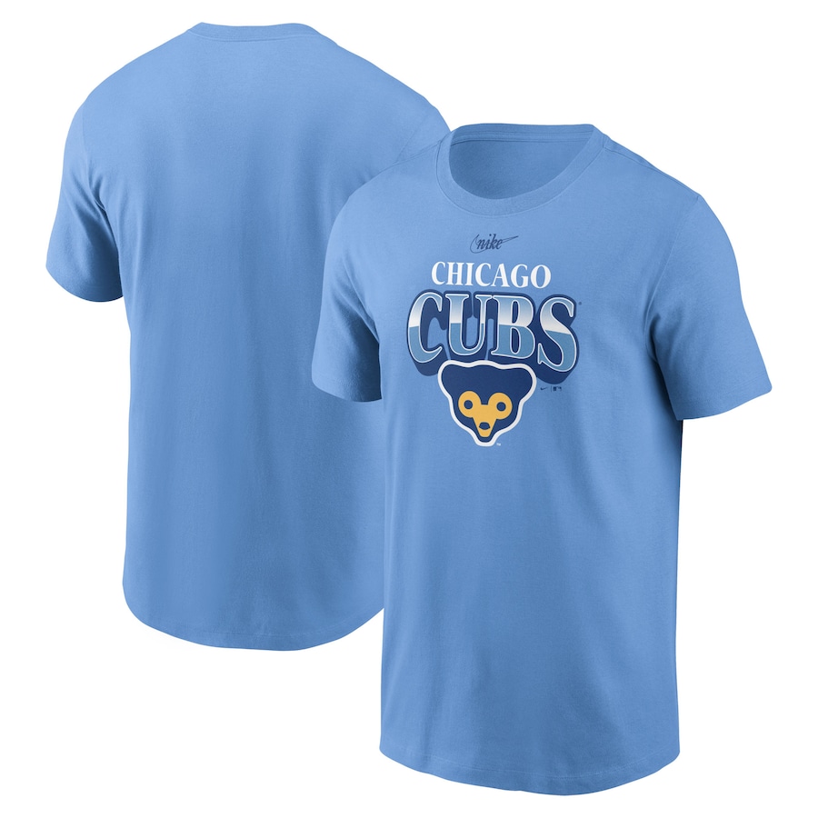 Men's Chicago Cubs Nike Light Blue Cooperstown Collection Rewind Arch T-Shirt Men's Chicago Cubs Nike Light Blue Cooperstown Collection Rewind Arch T-Shirt