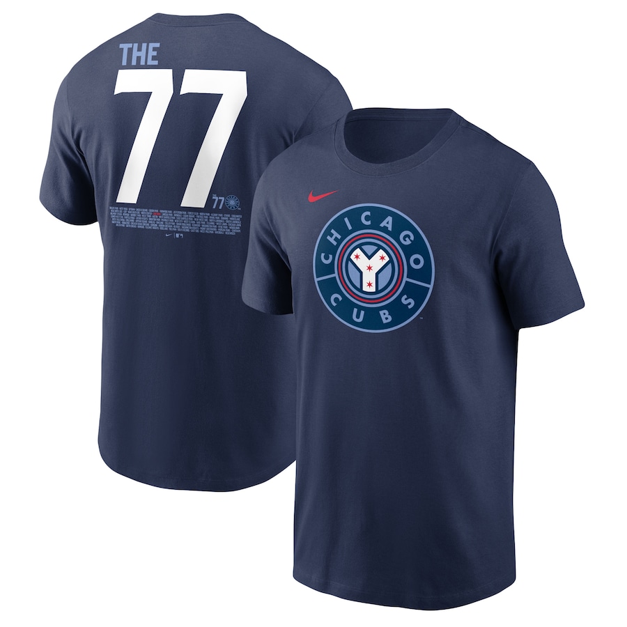 Men's Chicago Cubs Nike Navy 2-Hit City Connect The 77 T-Shirt Men's Chicago Cubs Nike Navy 2-Hit City Connect The 77 T-Shirt