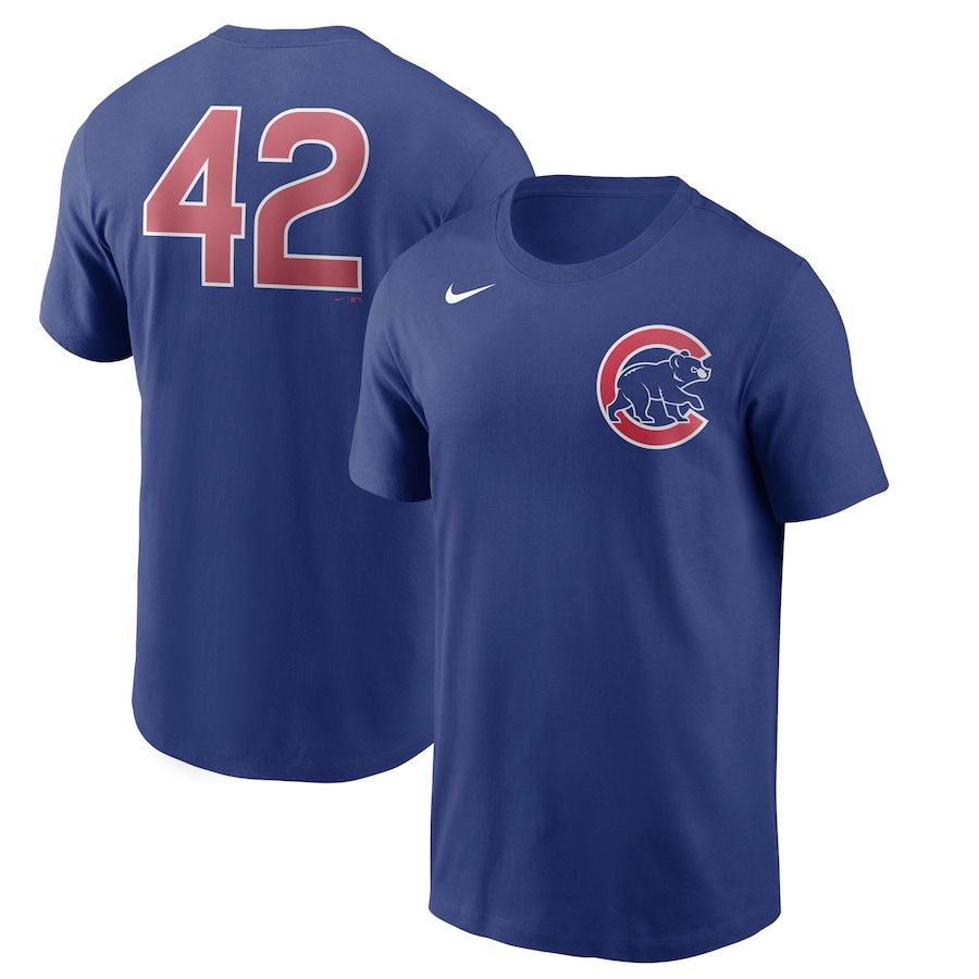 Men's Chicago Cubs Nike Royal Jackie Robinson Day Team 42 T-Shirt Men's Chicago Cubs Nike Royal Jackie Robinson Day Team 42 T-Shirt
