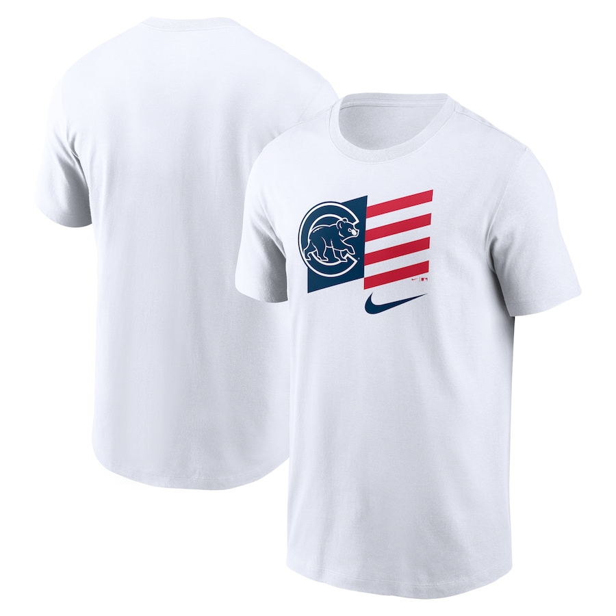 Men's Chicago Cubs Nike White Americana Flag T-Shirt Men's Chicago Cubs Nike White Americana Flag T-Shirt
